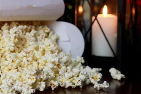 Popcorn stack with heart shape Stock Photos