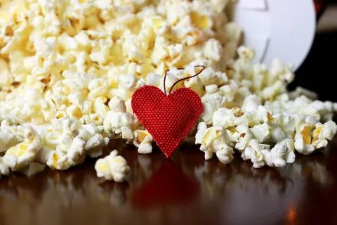 Popcorn stack with heart shape popcorn stack with heart shape ,model relea... Stock Photos