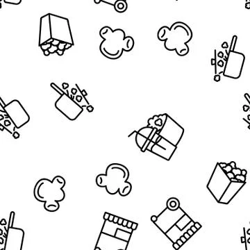 Popcorn Tasty Snack Vector Seamless Pattern Stock Illustration