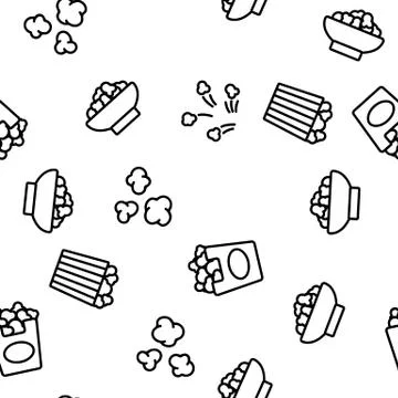 Popcorn Tasty Snack Vector Seamless Pattern Stock Illustration