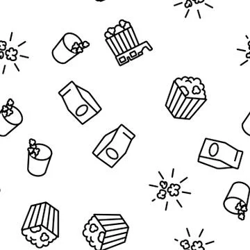Popcorn Tasty Snack Vector Seamless Pattern 스톡 일러스트