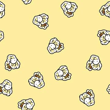 Popcorn tasty snack vector seamless pattern Stock Illustration