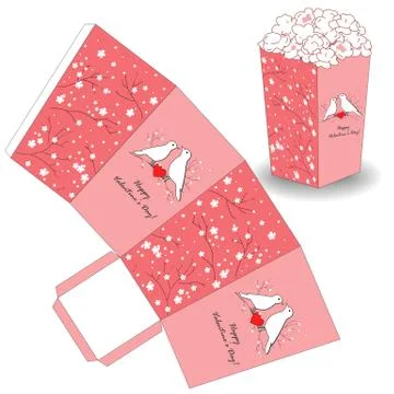 Popcorn template for Valentine's day Illustrazione stock