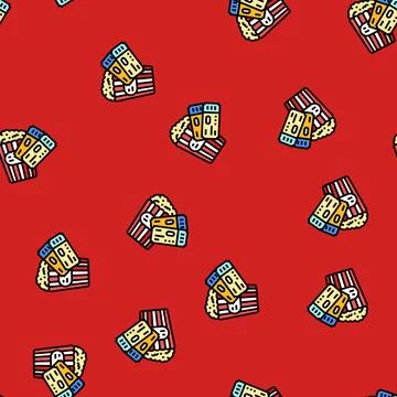 Popcorn tickets cinema vector seamless pattern Stock Illustration