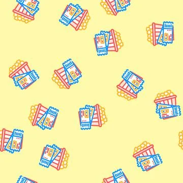 Popcorn tickets cinema vector seamless pattern Stock Illustration