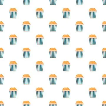 Popcorn tubs creating seamless repeating pattern on white Stock Illustration