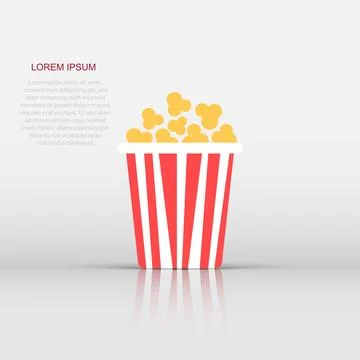 Popcorn vector icon in flat style. Cinema food illustration on isolated bac.. Illustrazione stock