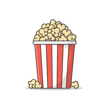 Popcorn Vector Icon Illustration. Popcorn Bucket Boxes. Popcorn in a stripe.. イラスト素材