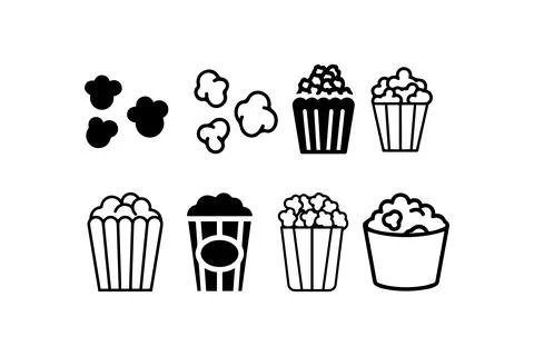 Popcorn vector icon set for cinema and snacks. Vector illustration design. Stock Illustration