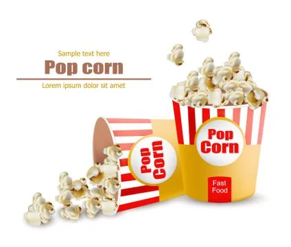 Popcorn Vector realistic. 3d detailed illustrations Stock Illustration