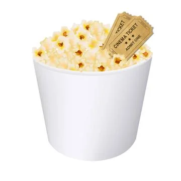 Popcorn in white cardboard box Stock Illustration