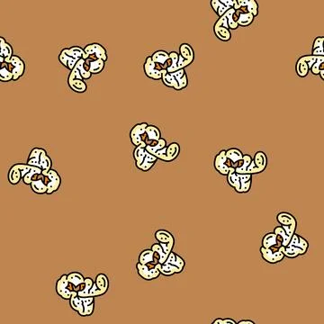 Popcorn white pop vector seamless pattern Stock Illustration