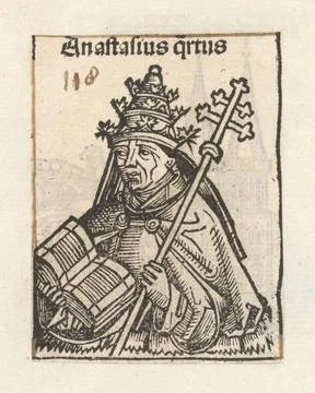 Pope Anastasius IV; Anastasius Q UA RTus; Liber chronicarum. A flower celk... Stock Photos