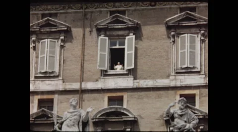 Pope Blesses the Crowd in Saint Peter's Square Stock Footage 47972151