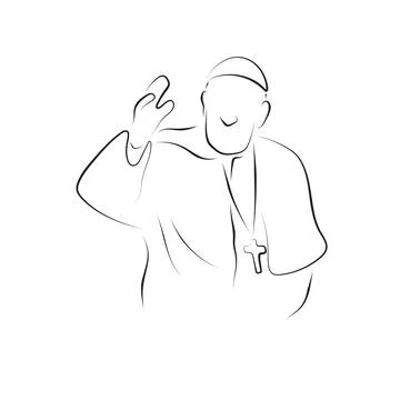 Pope blessing illustration vector hand drawn with black lines isolated 스톡 일러스트