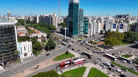 The Pope Cross. Three Crosses Terminal. Downtown Cityscape. Cultural Heritage Stock Footage 345693684