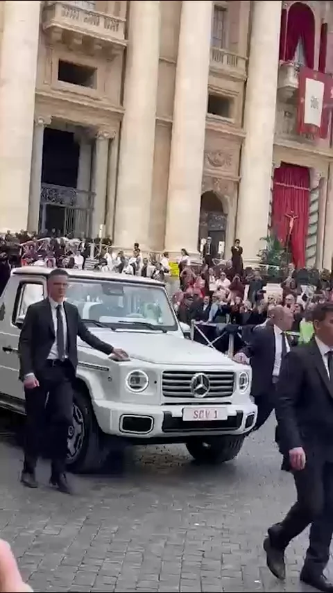Pope Francis after Easter mass one day before his death, Vatican City, Italy Stock Footage 307221841