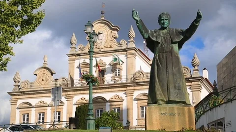 Pope John Paul II Statue in Mirandela Portugal Stock Footage 119507567