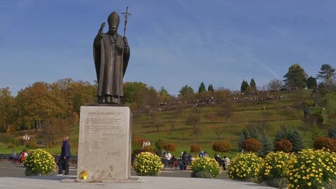 Pope John Paul II statue Stock Footage 249687224