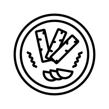 Popiah linear logo mark in black and white Stock Illustration