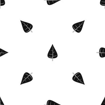 Poplar leaf pattern seamless black イラスト素材