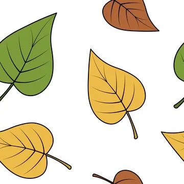 Poplar leaves. Seamless vector pattern. Cartoon style. イラスト素材