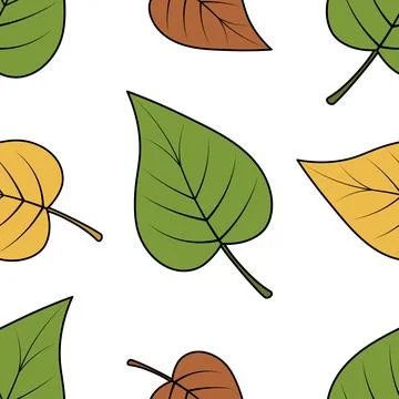 Poplar leaves. Seamless vector pattern. Cartoon style. イラスト素材