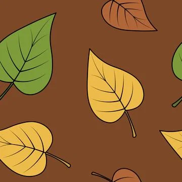 Poplar leaves. Seamless vector pattern. Cartoon style. イラスト素材