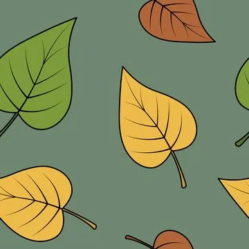Poplar leaves. Seamless vector pattern. Green background. イラスト素材