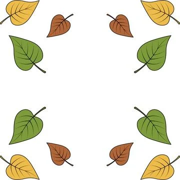 Poplar leaves. Square vector frame of leaves. Place for text. Cartoon style. Illustrazione stock