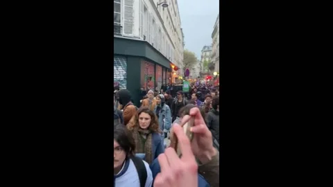 Pople Took To The Streets To Protest Against Pension Reform In Paris, France Stock Footage 238927169
