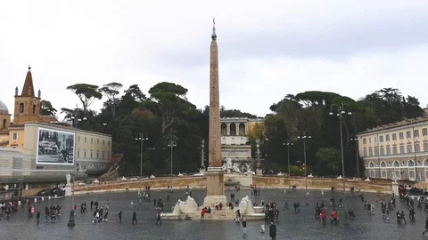 Popolo's Square in Rome Stock Footage 99198313