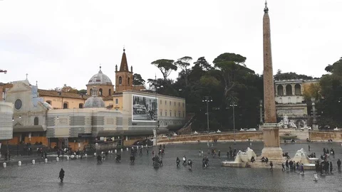 Popolo's Square in Rome Stock Footage 99198314
