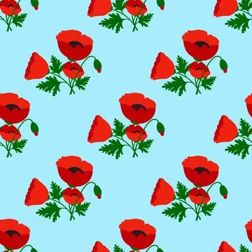 Poppies. Illustration. Pattern. Stock Illustration