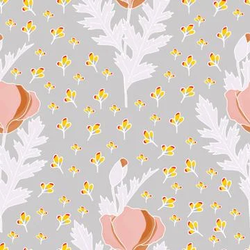 Poppies stripped seamless pattern. Abstract poppy seamless pattern for textil Stock Illustration