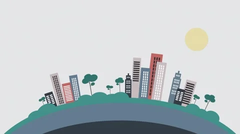 Popping Buildings - Flat Design Stock Footage 45201710