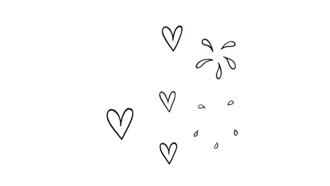Popping hearts doodle animation, loopable bursting heart outlines Stock Footage 306946963