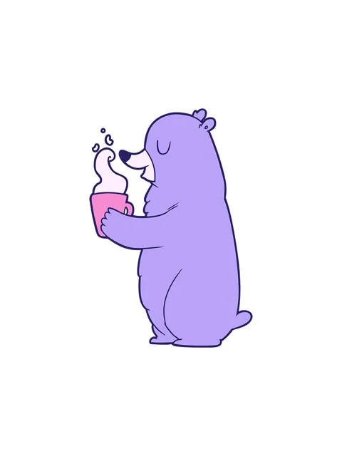 Popping motion animation of cartoon bear with hot drink Video stock 324054855