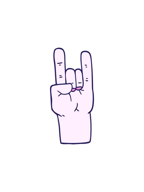 Popping motion animation of cartoon doodle rock music hand Video stock 324148752