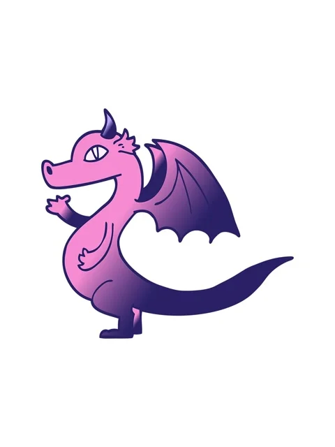 Popping motion animation of cute vector gradient illustration cartoon dragon Stock Footage 324439718