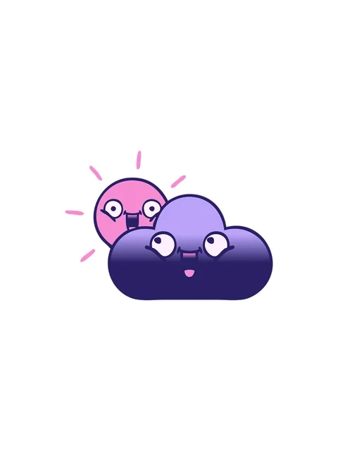 Popping motion animation of gradient shaded cartoon of a storm cloud and sun Stock Footage 324471694