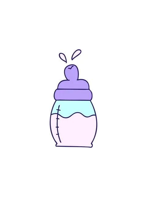 Popping motion animation of hand drawn quirky cartoon baby milk bottle Vidéo 324093736