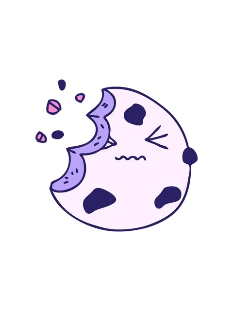 Popping motion animation of hand drawn quirky cartoon munched cookie Stock Footage 324304599