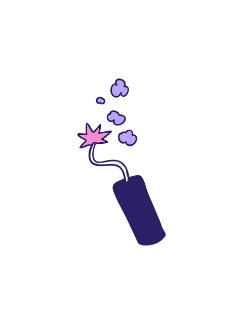 Popping motion animation of hand drawn cartoon doodle of a lit dynamite stick Stock Footage 324316879