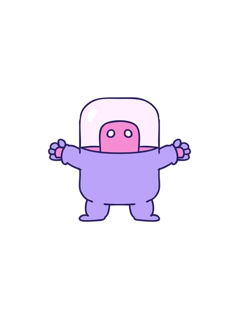 Popping motion animation of hand drawn cartoon doodle of an alien in a suit Stock Footage 324335929