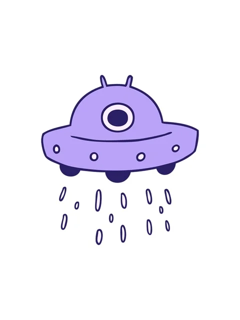 Popping motion animation of hand drawn cartoon doodle of an alien ship Stock Footage 324449880