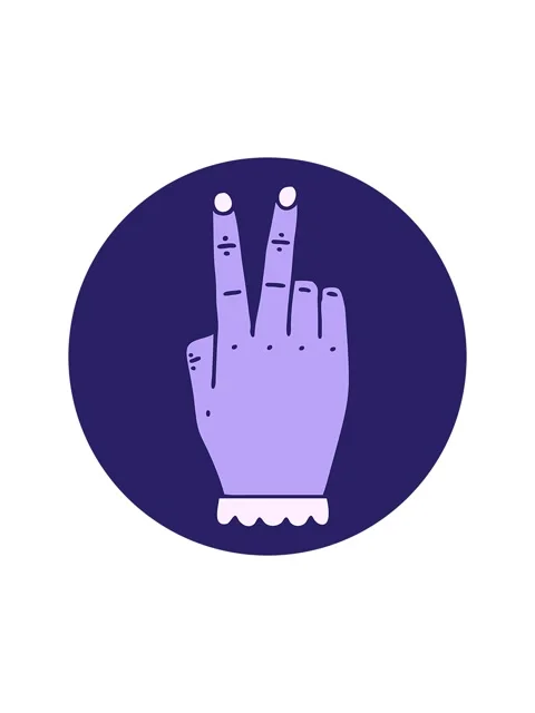 Popping motion animation of icon of hand raising two fingers gesture Stock Footage 324093541