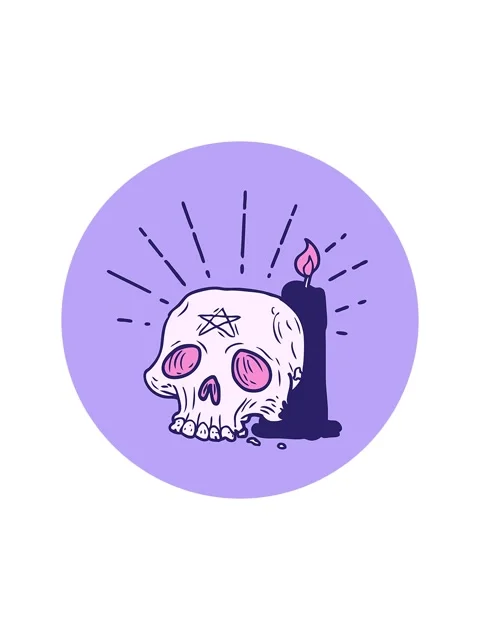 Popping motion animation of icon of a tattoo style spooky skull and candle Stock Footage 324464366