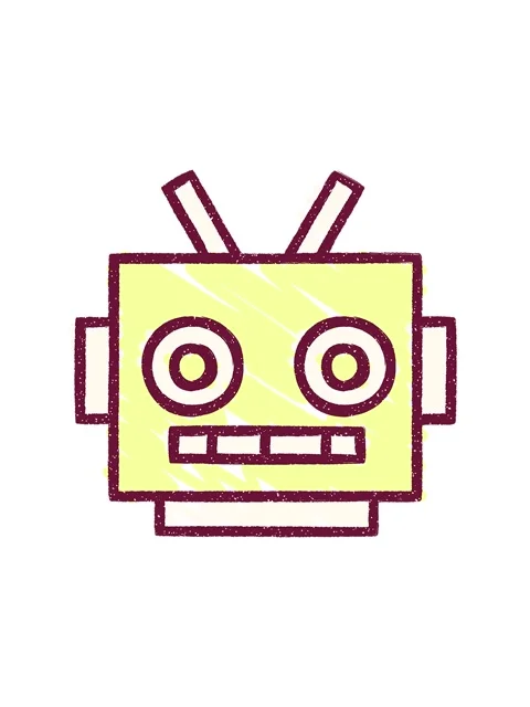 Popping motion animation of Robot Head Chalk Drawing in bright glow color Video stock 324074975