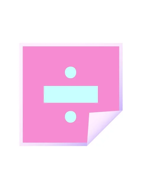 Popping motion animation of square peeling sticker cartoon of a division symb Stock Footage 324151861